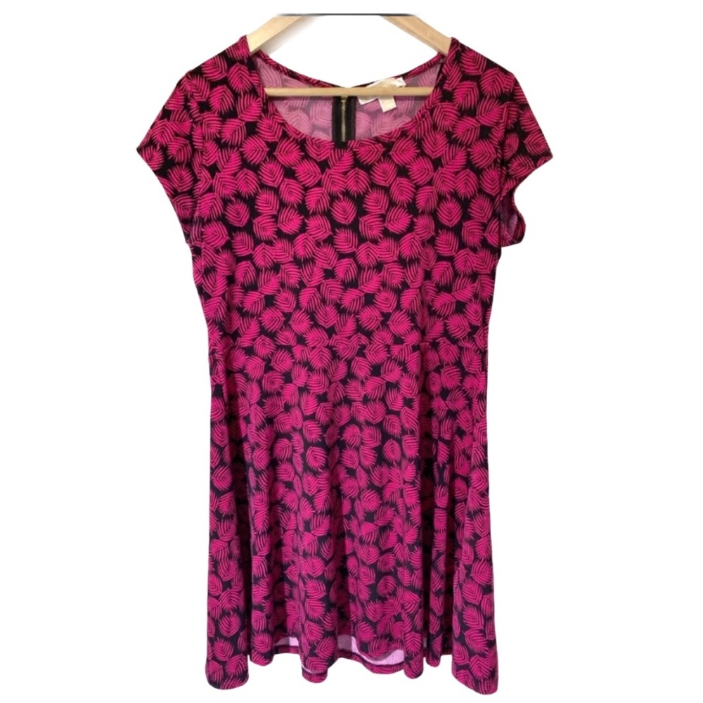 MICHAEL Michael Kors Pink and Black Palm Leaf print stretchy dress Size P/L